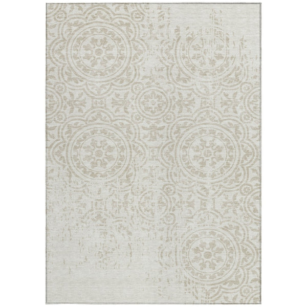 Homeroots 3' Artichoke Green Medallion Rug – Stylish, Washable, Indoor/Outdoor Comfort For Any Space 10' X 14' Polyester 585351