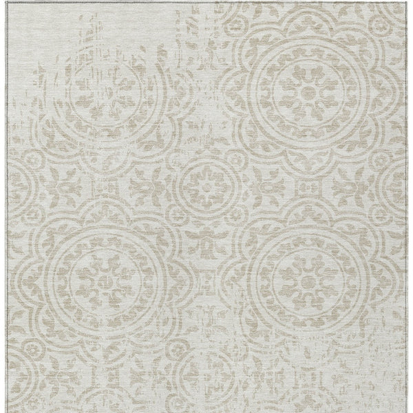 Homeroots 3' Artichoke Green Medallion Rug – Stylish, Washable, Indoor/Outdoor Comfort For Any Space 10' X 14' Polyester 585351