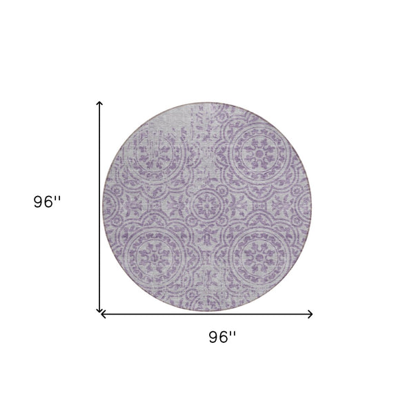 Homeroots 3' Artichoke Green Medallion Rug – Stylish, Washable, Indoor/Outdoor Comfort For Any Space 8' Round Polyester 585354