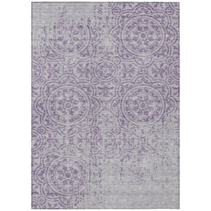 HomeRoots 9' Elegant Lavender Lilac Medallion Washable Area Rug for Stylish Indoor and Outdoor Spaces 9' X 12' 585356