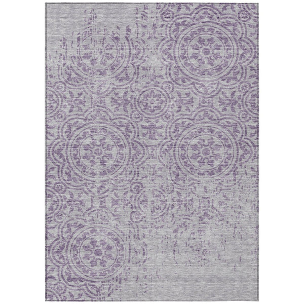 HomeRoots 9' Elegant Lavender Lilac Medallion Washable Area Rug for Stylish Indoor and Outdoor Spaces 9' X 12' 585356