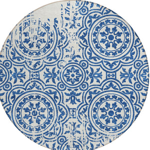 Homeroots 3' Artichoke Green Medallion Rug – Stylish, Washable, Indoor/Outdoor Comfort For Any Space 8' Round Polyester 585360