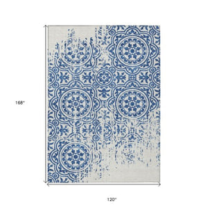 Homeroots 3' Artichoke Green Medallion Rug – Stylish, Washable, Indoor/Outdoor Comfort For Any Space 10' X 14' Polyester 585363