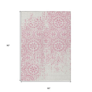 Homeroots 3' Artichoke Green Medallion Rug – Stylish, Washable, Indoor/Outdoor Comfort For Any Space 5' X 8' Polyester 585365