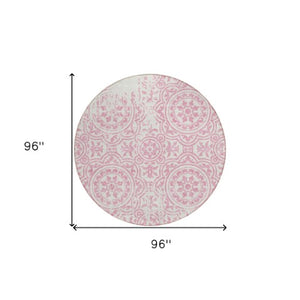 Homeroots 3' Artichoke Green Medallion Rug – Stylish, Washable, Indoor/Outdoor Comfort For Any Space 8' Round Polyester 585366