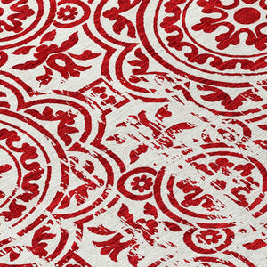 Homeroots 3' Artichoke Green Medallion Rug – Stylish, Washable, Indoor/Outdoor Comfort For Any Space 8' Round Polyester 585372