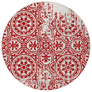 Homeroots 3' Artichoke Green Medallion Rug – Stylish, Washable, Indoor/Outdoor Comfort For Any Space 8' Round Polyester 585372