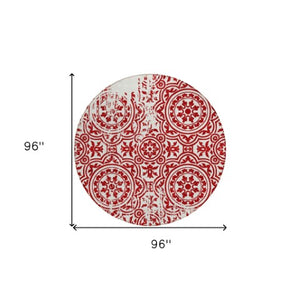 Homeroots 3' Artichoke Green Medallion Rug – Stylish, Washable, Indoor/Outdoor Comfort For Any Space 8' Round Polyester 585372