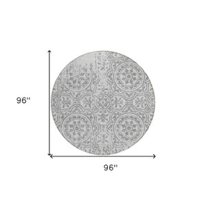 Homeroots 3' Artichoke Green Medallion Rug – Stylish, Washable, Indoor/Outdoor Comfort For Any Space 8' Round Polyester 585378