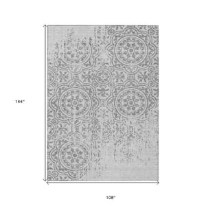 Homeroots 3' Artichoke Green Medallion Rug – Stylish, Washable, Indoor/Outdoor Comfort For Any Space 9' X 12' Polyester 585380