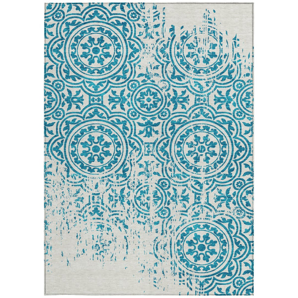 Homeroots 3' Artichoke Green Medallion Rug – Stylish, Washable, Indoor/Outdoor Comfort For Any Space 3' X 5' Polyester 585382