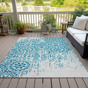 Homeroots 3' Artichoke Green Medallion Rug – Stylish, Washable, Indoor/Outdoor Comfort For Any Space 3' X 5' Polyester 585382