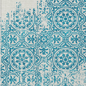 Homeroots 3' Artichoke Green Medallion Rug – Stylish, Washable, Indoor/Outdoor Comfort For Any Space 3' X 5' Polyester 585382