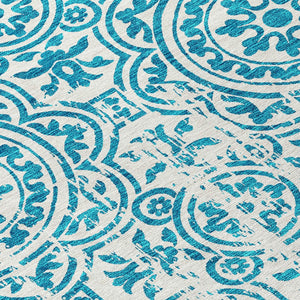 Homeroots 3' Artichoke Green Medallion Rug – Stylish, Washable, Indoor/Outdoor Comfort For Any Space 8' Round Polyester 585384