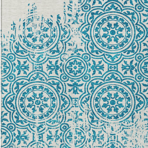 Homeroots 3' Artichoke Green Medallion Rug – Stylish, Washable, Indoor/Outdoor Comfort For Any Space 9' X 12' Polyester 585386