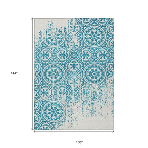 Homeroots 3' Artichoke Green Medallion Rug – Stylish, Washable, Indoor/Outdoor Comfort For Any Space 9' X 12' Polyester 585386