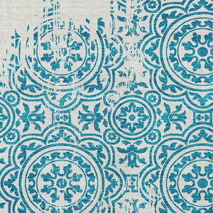 Homeroots 3' Artichoke Green Medallion Rug – Stylish, Washable, Indoor/Outdoor Comfort For Any Space 9' X 12' Polyester 585386