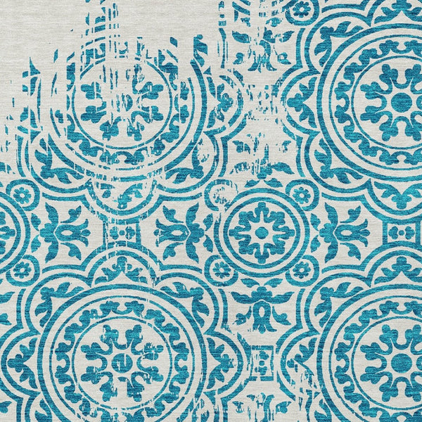 Homeroots 3' Artichoke Green Medallion Rug – Stylish, Washable, Indoor/Outdoor Comfort For Any Space 9' X 12' Polyester 585386