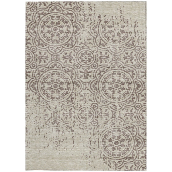 Homeroots 3' Artichoke Green Medallion Rug – Stylish, Washable, Indoor/Outdoor Comfort For Any Space 3' X 5' Polyester 585388