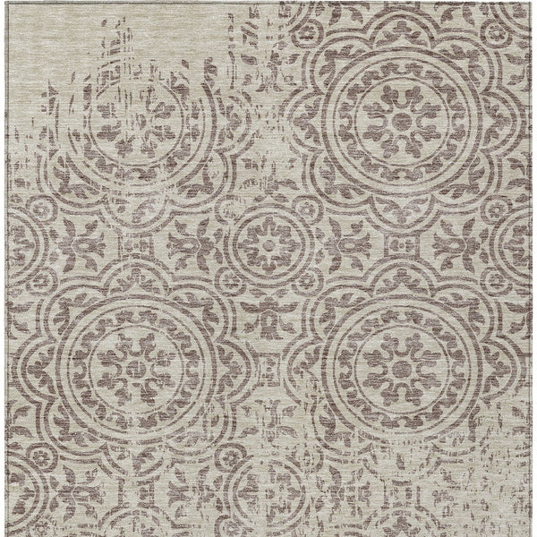 Homeroots 3' Artichoke Green Medallion Rug – Stylish, Washable, Indoor/Outdoor Comfort For Any Space 3' X 5' Polyester 585388