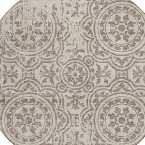 Homeroots 3' Artichoke Green Medallion Rug – Stylish, Washable, Indoor/Outdoor Comfort For Any Space 8' Round Polyester 585390
