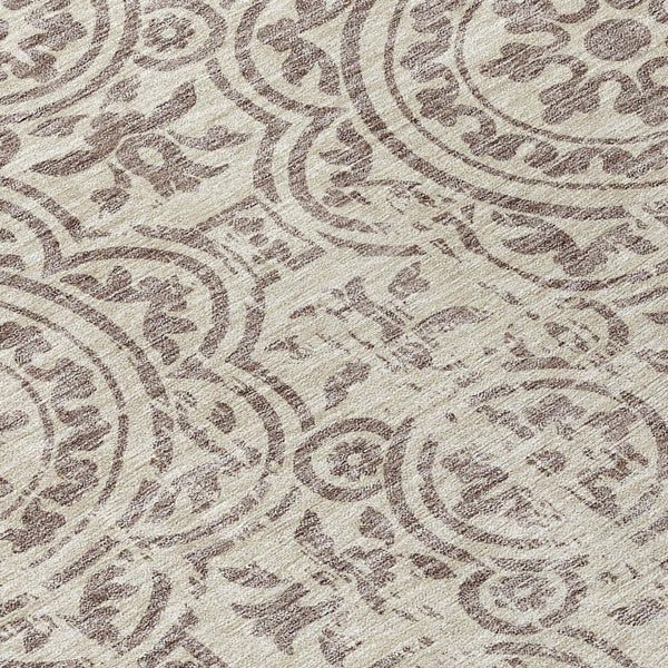 Homeroots 3' Artichoke Green Medallion Rug – Stylish, Washable, Indoor/Outdoor Comfort For Any Space 8' Round Polyester 585390