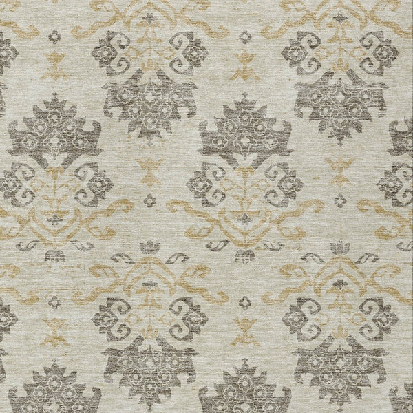 Homeroots 3' Stylish Beige Tan And Taupe Oriental Washable Area Rug For Indoor And Outdoor Spaces, Durable Design 3' X 5' Polyester 585394
