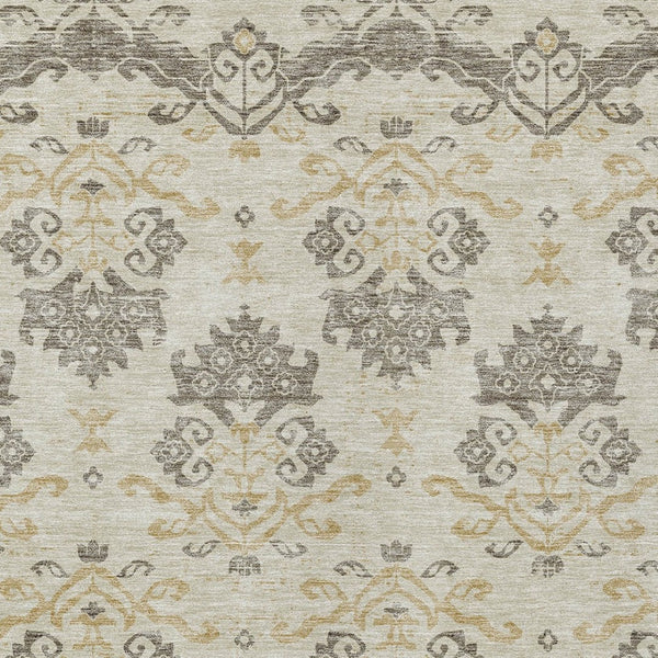 Homeroots 3' Stylish Beige Tan And Taupe Oriental Washable Area Rug For Indoor And Outdoor Spaces, Durable Design 5' X 8' Polyester 585395