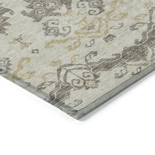 Homeroots 3' Stylish Beige Tan And Taupe Oriental Washable Area Rug For Indoor And Outdoor Spaces, Durable Design 8' X 10' Polyester 585397
