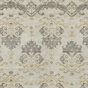 Homeroots 3' Stylish Beige Tan And Taupe Oriental Washable Area Rug For Indoor And Outdoor Spaces, Durable Design 8' X 10' Polyester 585397