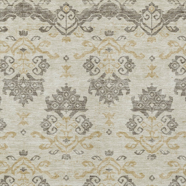 Homeroots 3' Stylish Beige Tan And Taupe Oriental Washable Area Rug For Indoor And Outdoor Spaces, Durable Design 8' X 10' Polyester 585397