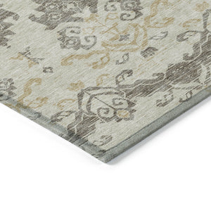 Homeroots 3' Stylish Beige Tan And Taupe Oriental Washable Area Rug For Indoor And Outdoor Spaces, Durable Design 9' X 12' Polyester 585398