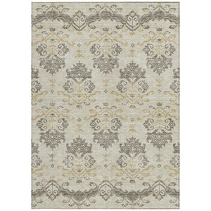 Homeroots 3' Stylish Beige Tan And Taupe Oriental Washable Area Rug For Indoor And Outdoor Spaces, Durable Design 10' X 14' Polyester 585399