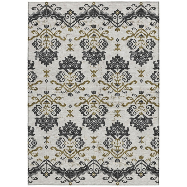 Homeroots 3' Stylish Beige Tan And Taupe Oriental Washable Area Rug For Indoor And Outdoor Spaces, Durable Design 3' X 5' Polyester 585400