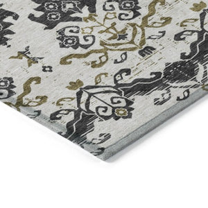 Homeroots 3' Stylish Beige Tan And Taupe Oriental Washable Area Rug For Indoor And Outdoor Spaces, Durable Design 3' X 5' Polyester 585400