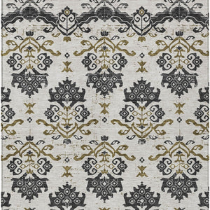 Homeroots 3' Stylish Beige Tan And Taupe Oriental Washable Area Rug For Indoor And Outdoor Spaces, Durable Design 5' X 8' Polyester 585401