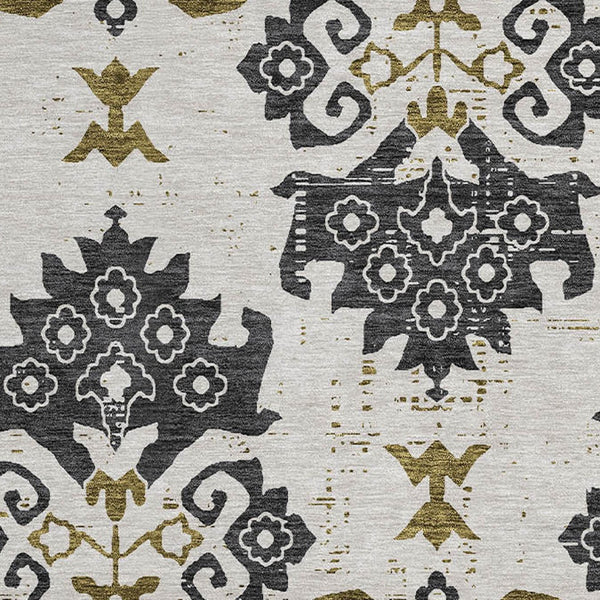 Homeroots 3' Stylish Beige Tan And Taupe Oriental Washable Area Rug For Indoor And Outdoor Spaces, Durable Design 8' Round Polyester 585402