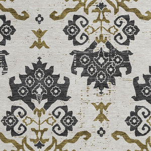 Homeroots 3' Stylish Beige Tan And Taupe Oriental Washable Area Rug For Indoor And Outdoor Spaces, Durable Design 8' Round Polyester 585402