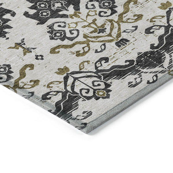 Homeroots 3' Stylish Beige Tan And Taupe Oriental Washable Area Rug For Indoor And Outdoor Spaces, Durable Design 9' X 12' Polyester 585404