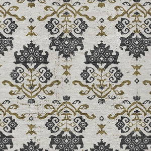 Homeroots 3' Stylish Beige Tan And Taupe Oriental Washable Area Rug For Indoor And Outdoor Spaces, Durable Design 9' X 12' Polyester 585404