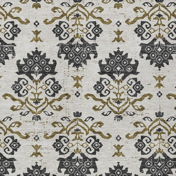 Homeroots 3' Stylish Beige Tan And Taupe Oriental Washable Area Rug For Indoor And Outdoor Spaces, Durable Design 9' X 12' Polyester 585404