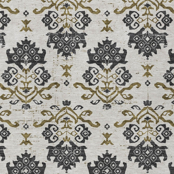 Homeroots 3' Stylish Beige Tan And Taupe Oriental Washable Area Rug For Indoor And Outdoor Spaces, Durable Design 10' X 14' Polyester 585405