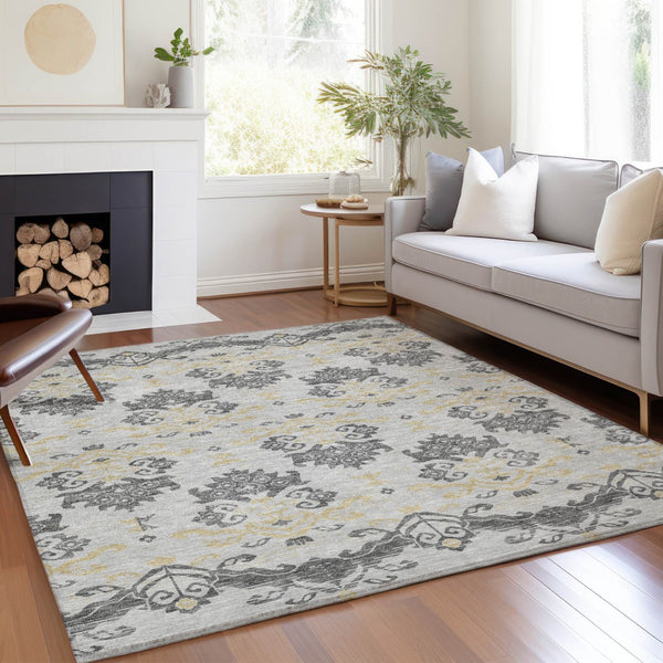 Homeroots 3' Stylish Beige Tan And Taupe Oriental Washable Area Rug For Indoor And Outdoor Spaces, Durable Design 3' X 5' Polyester 585406