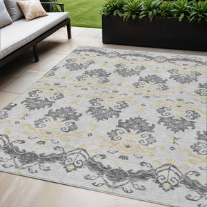 Homeroots 3' Stylish Beige Tan And Taupe Oriental Washable Area Rug For Indoor And Outdoor Spaces, Durable Design 5' X 8' Polyester 585407