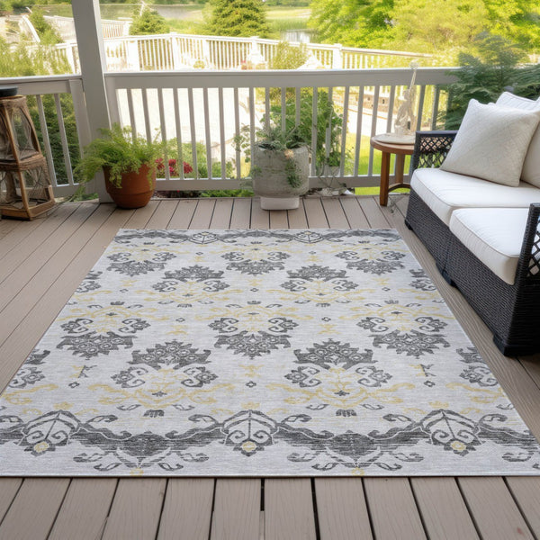 Homeroots 3' Stylish Beige Tan And Taupe Oriental Washable Area Rug For Indoor And Outdoor Spaces, Durable Design 8' X 10' Polyester 585409