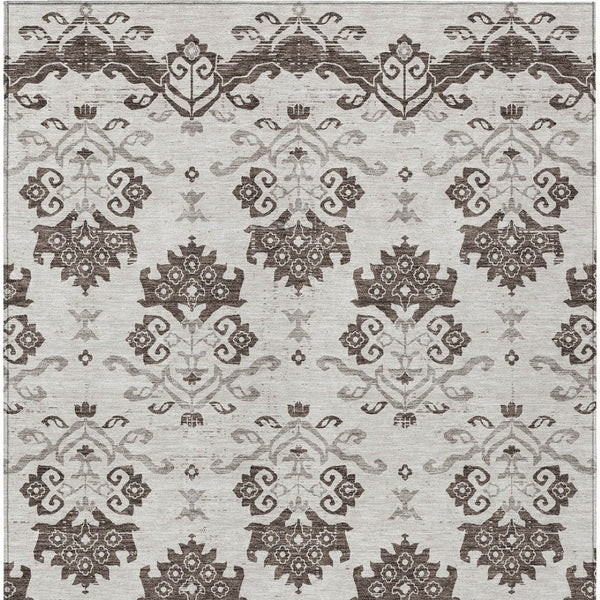 Homeroots 3' Stylish Beige Tan And Taupe Oriental Washable Area Rug For Indoor And Outdoor Spaces, Durable Design 3' X 5' Polyester 585412