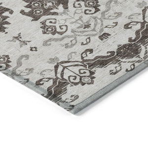 Homeroots 3' Stylish Beige Tan And Taupe Oriental Washable Area Rug For Indoor And Outdoor Spaces, Durable Design 3' X 5' Polyester 585412