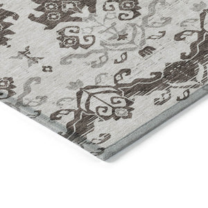 Homeroots 3' Stylish Beige Tan And Taupe Oriental Washable Area Rug For Indoor And Outdoor Spaces, Durable Design 8' X 10' Polyester 585415