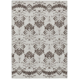 HomeRoots 5' Durable Chocolate Taupe Beige Oriental Area Rug - Washable for Indoor & Outdoor Use, Easy Care 10' X 14' 585417