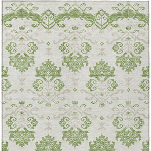 Homeroots 3' Stylish Beige Tan And Taupe Oriental Washable Area Rug For Indoor And Outdoor Spaces, Durable Design 5' X 8' Polyester 585419